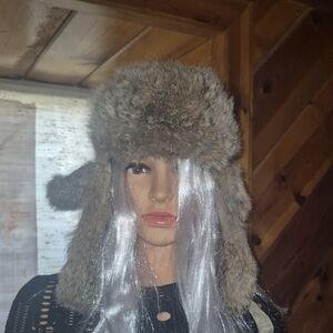 Women's Rabbit Fur Trapper Hat